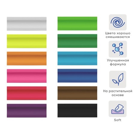 Plant -based plasticine, 12 colors, artberry premium, with aloe vera, soft, with glass, 180 g-1