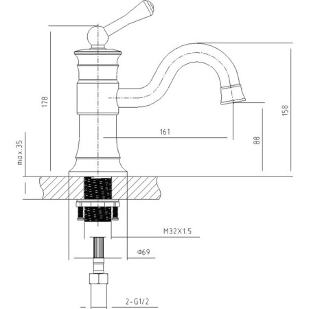 Timo ADELIA 6061/04F sink mixer, black antik-1