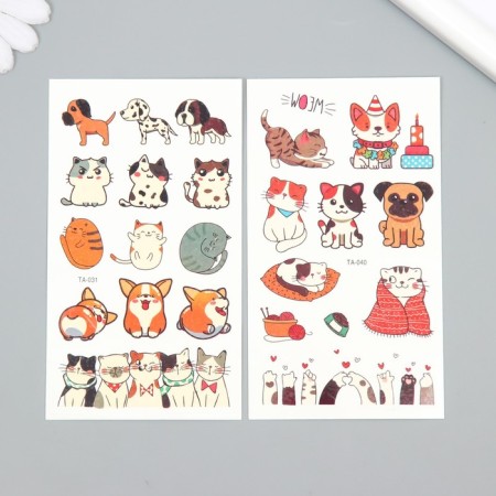 Tattoo on the body color "cats and dogs" mix 6.8x12 cm-2