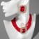 Set 2 items; Earrings, Knock Luxury Large Stone, Red color in gold, 42 cm