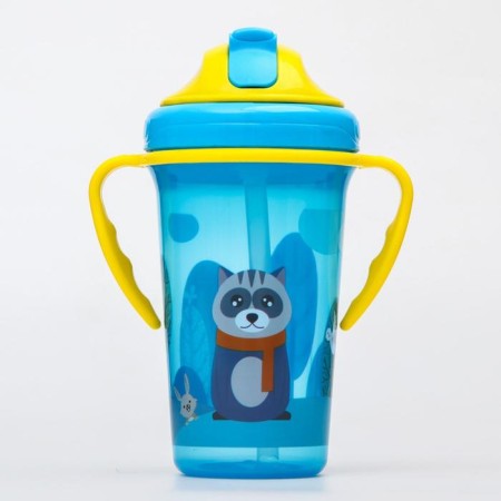 Baby chipper with silicone tube, 300 ml., With handles, blue color-1