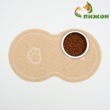 2-in-1 rug for a bowl/animal toilet two circles, 47 x 26 cm, beige