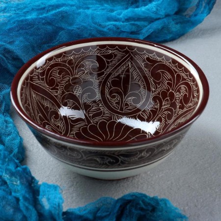 Rishtan ceramics "patterns" 15 cm, small, brown