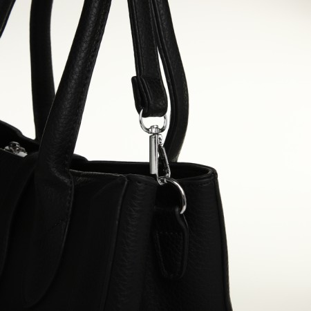 Women's bag with lightning, textura, average size, black color-4