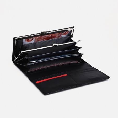Women's wallet on magnets, black color-2