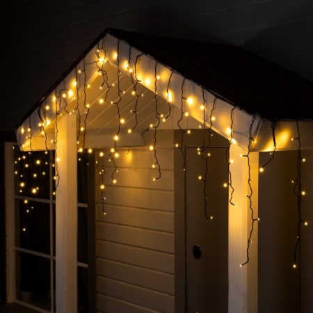 Garland "fringe" 3 × 0.6 m, IP44, UMS, dark thread, 160 smd-led, glow warm white, 220 V