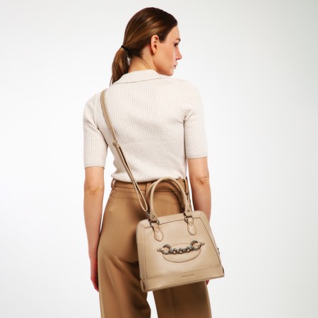 Female bag Textura, tout, medium size, beige color-9