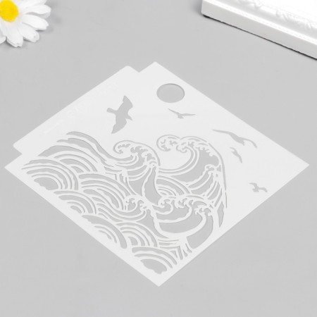 Plastic stencil "Wave" 13x13 cm-1