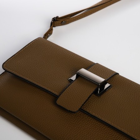 Bag-clate on magnet, long belt, beige color-6