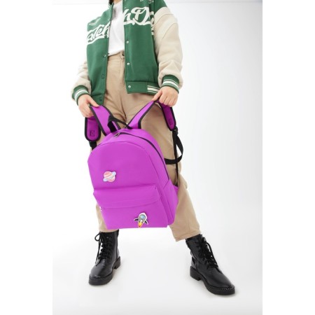 School textile “Cosmos”, 37 x 33 x 13 cm, Velcro, purple school backpack-9