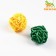 A set of 2 wicker balls from a vine with a bell, 3 cm, yellow/green
