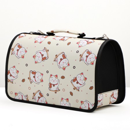 Bag - carrying for animals "cats", size S, 37.5 x 17 x 22 cm, beige-2
