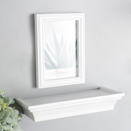 Photo frame plastic 10x15 cm with a shelf "Olivia" white 26x15 cm-2
