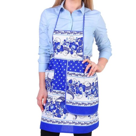 Apron "Gzhel", souvenir, with a pocket and a towel