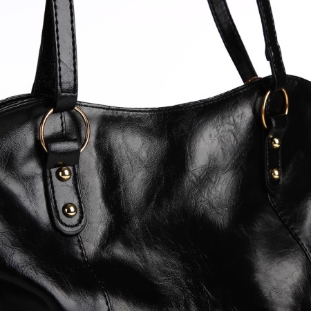 Soper bag with zipper, black color-3