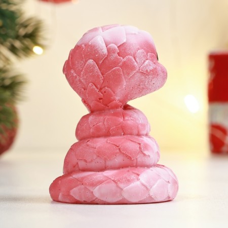 New Year. Symbol 2025. Figure soap "snake" pink with silver-2