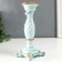 Polystone candlestick for 1 candle "lush sheet" of pale blue 21.5x9x9 cm
