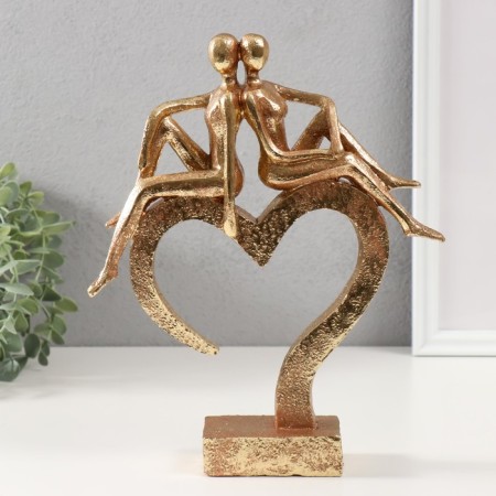 Polystone souvenir "Heart in love" Gold 26x22x6 cm
