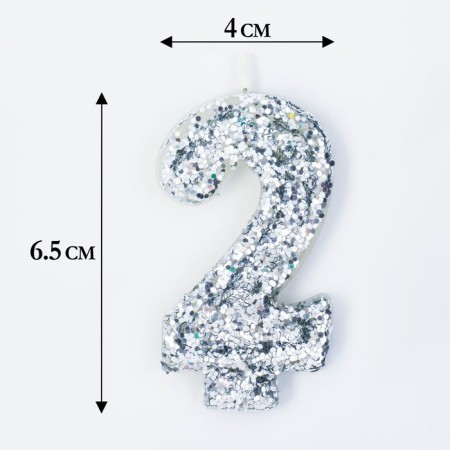 Candle in the cake "Square", number "2", silver, 6.5x4-1