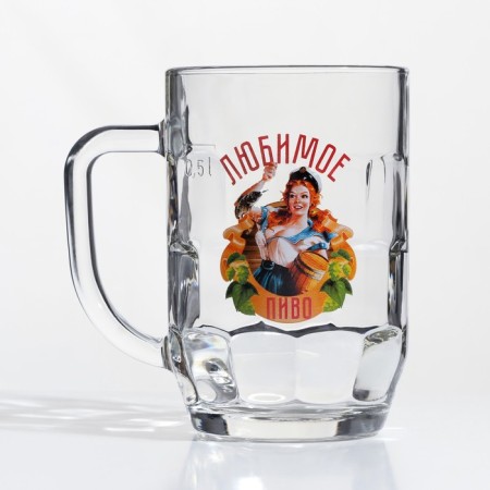 Beer mug "Favorite beer", glass, 500 ml, mix