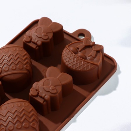 Form for decorations of the share "Easter", silicone, 20.7 × 10.6 × 3 cm, 8 cells, color mix-1