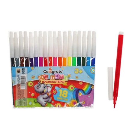 Felt -tip pens, 18 flowers, non -premised cap