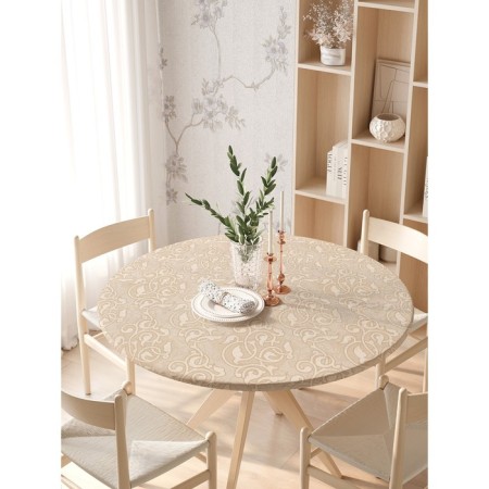 The tablecloth “leaf lines”, round, oxford, elastic band, size 140x140 cm, diameter 105-120 cm-2