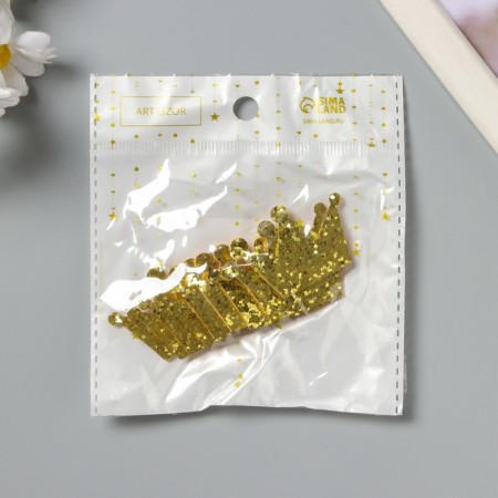 Decor for the creativity of the felt shine "Crown" gold 2.8x4 cm-3