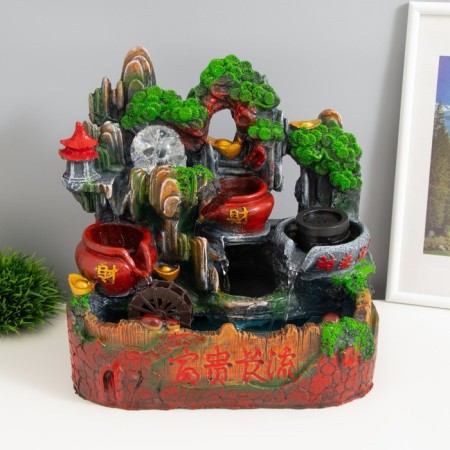 Table Polystone Fountain from the Network Light "Water Mill and Pagoda" 30x19x31 cm