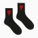 Women's socks, black color/red heart, size 23-25