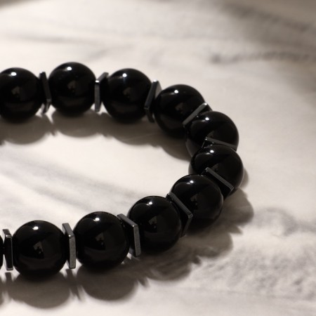 Bracelet ball No. 10 through hematite "Agate Black", D = 5.5 cm-1