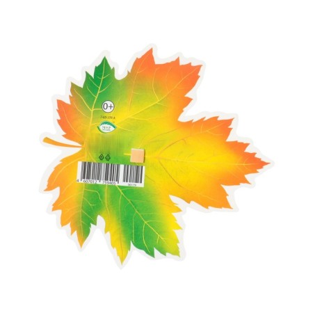 Decoration on the adhesive tape "Maple leaf" Green, orange, 18x18 cm-1