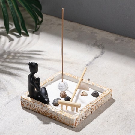 Garden of Stones with a stand for incense "Zen", 12x12x9.5cm, concrete-1