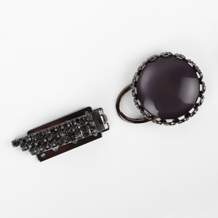 Decorative fastener, 8.2 × 3.5 cm, black/gray color-1