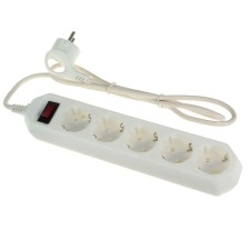 The ERA network filter USF-5S-1.5M-W, 5 outlets, 1.5 m, 10 A, with salary, 3x0.75 mm2, white