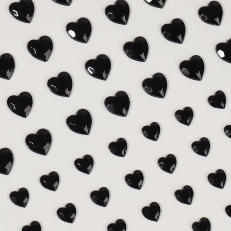 Rhinestones for the decor of the nails "hearts", on a glue basis, black color-3