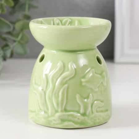 Aroma lamp ceramics "Underwater World" Green 7.2x7.2x8.9 cm