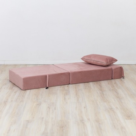 Crowned armchair-bed "Essen", velor fabric, dusty rose color-4