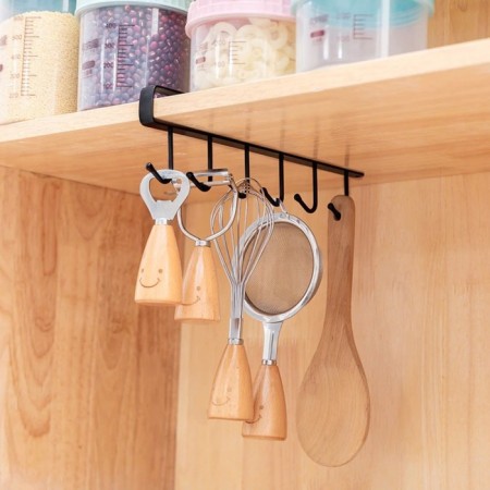 Kitchen holder suspended for 6 objects of the share, 1.5 × 26 × 7 cm, black color-3