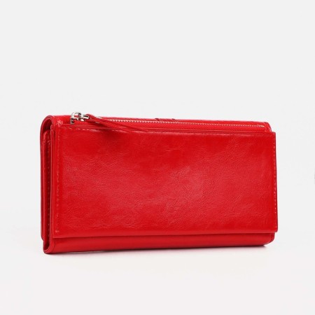 Women's wallet on magnets, red color-1