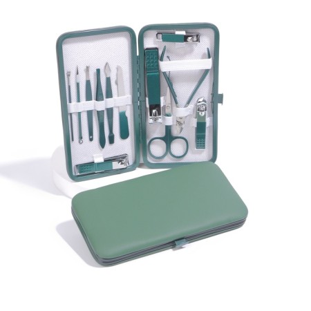Manicure set, 12 items, in case, emerald color-2
