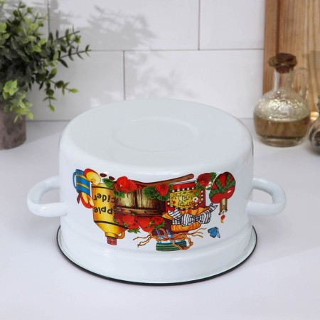 Cylindrical pan, 3 l, enameled cover, induction, neckline-2
