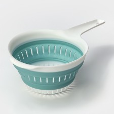 Folding colander with a flex handle, 1.3 l, 35.5 × 19 × 10.7 cm, sea wave color
