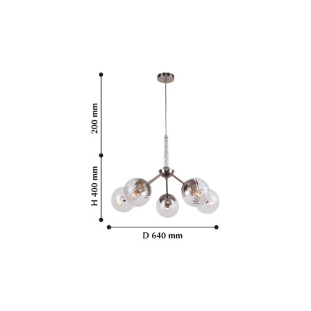 Particulis chandelier, 5x40W E14, Nickel color-2