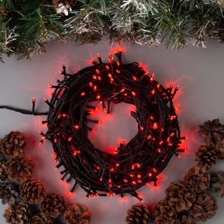 Garland "thread" 20 m, IP44, dark thread, 200 LED, red glow, 8 modes, 220 V