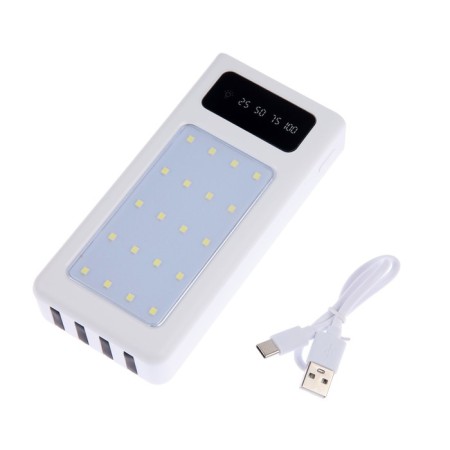 External battery 486, 20,000 mAh, Type-C/Lightning/MicroUSB cables, lantern, white-10