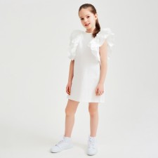 Dress for girls Minaku: Cotton Collection Color White, Height 134