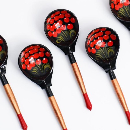 Spoon "Chernushka", semi -Babaska, 19 × 6 cm, Khokhloma, mix-2