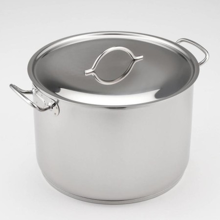 The pan is whole, 16 l, d = 31.6 cm, a metal cover, with a heat distribution layer, the capsule bottom