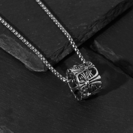 Pendant "ring in the crosses", color black silver, 70 cm